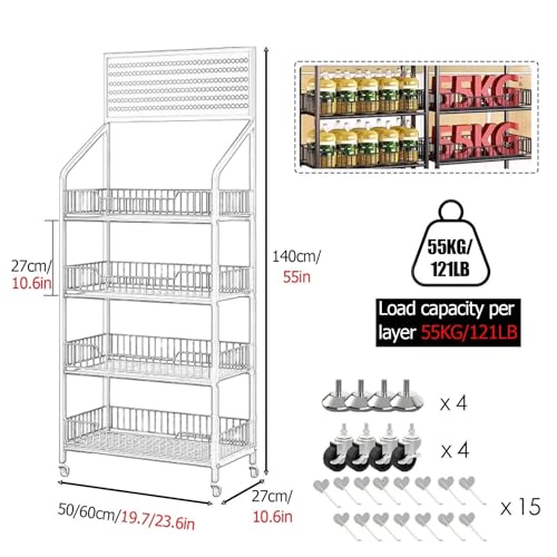 Estante de exhibición minorista de 4 capas para almacenamiento comercial de refrigerios negro 2