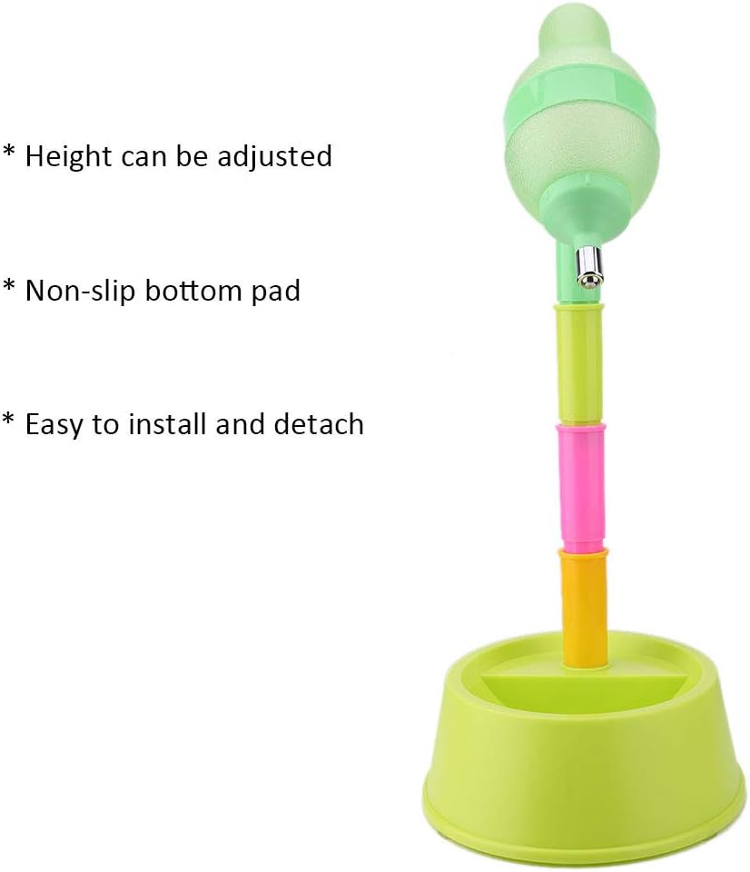 Zerodis Pet Standing Water Dispenser, Dog Kennel Water Dispenser Cat Dog Standing Bowl Height with Detachable Pole Automatically Feeding Water (Green Base)