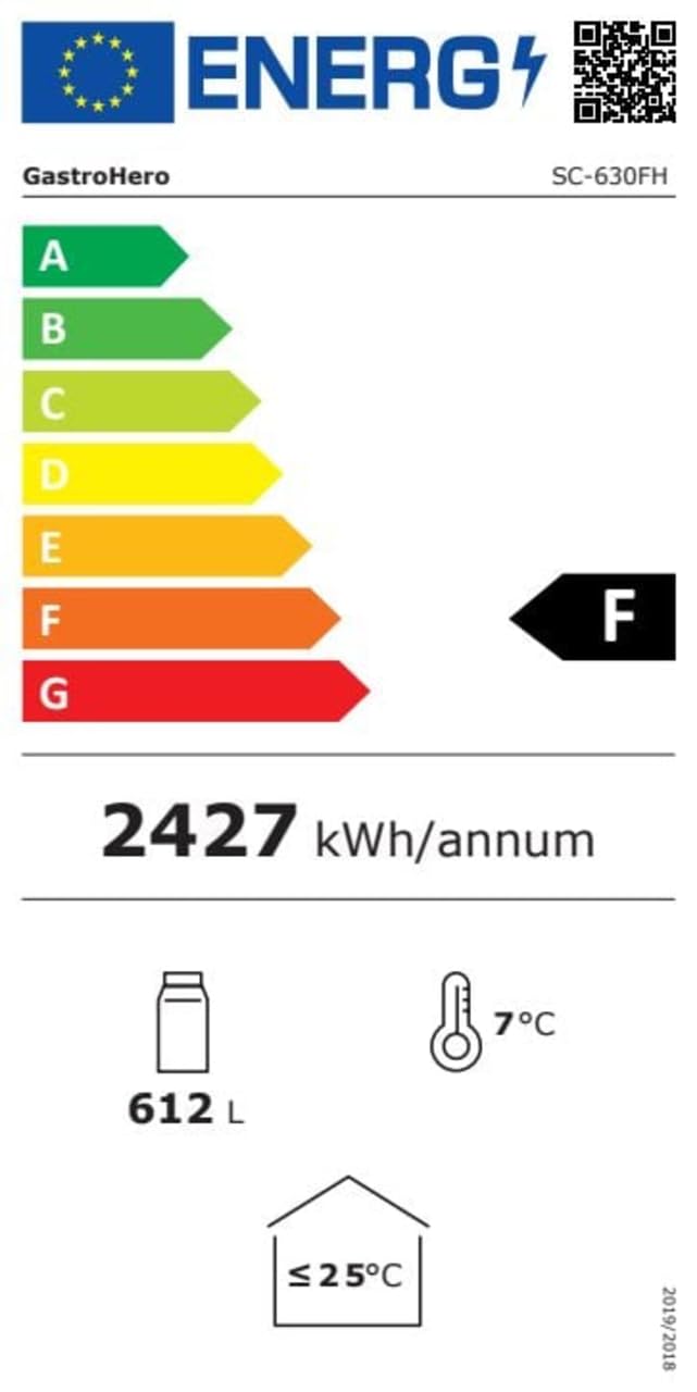 GastroHero Getränkekühlschrank Eco 630 630L Glastür Innenbeleuchtung schwarz Gastronomiebedarf