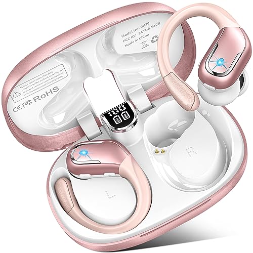 Cuffie Bluetooth Sport 5.3, 75 Ore, 4 ENC Mic, IP7 Impermeabili, LED Display, Ganci Orecchio, Per Running E Palestra