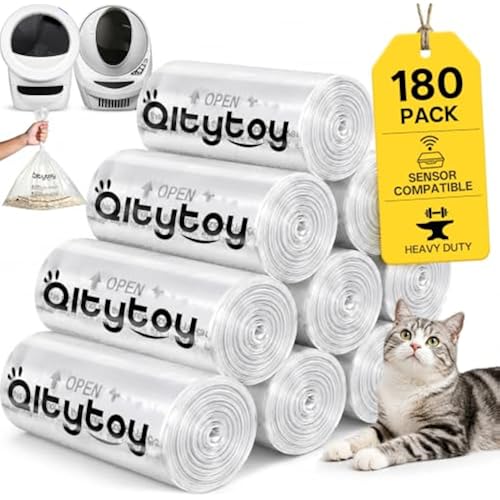180 Pack Cat litter Bags Fits Litter Box Robot 5/4/3 Waste Bags for 30LBS