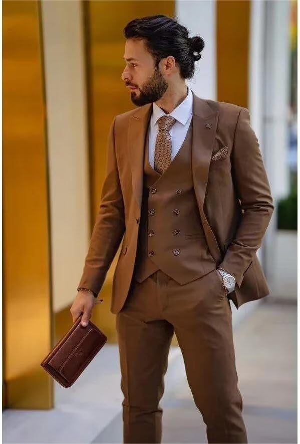 Mens Vests Double Breasted Men's Suit Vests Wedding Vest for Men Slim Fit Business Formal Waistcoat Tuxedo Vest4