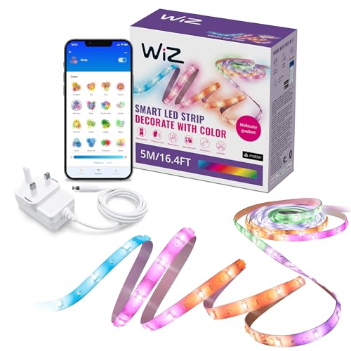 WiZ RGBIC LED Light Strip – 5 m, 16 Million Colors + Shades of White, Dynamic Light Scenes, Connects to Your Wi-Fi, Voice/App Control, Works with Google Home, Alexa and HomeKit Type-G