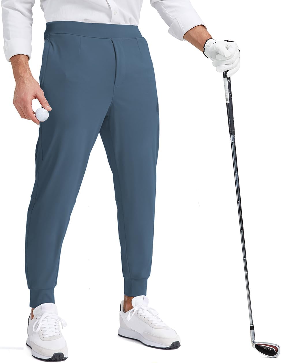 Men's Stretch Golf Sweatpants Pant with Zipper Pockets Tapered Athletic Joggers Track Workout Pants Medium Slate Blue