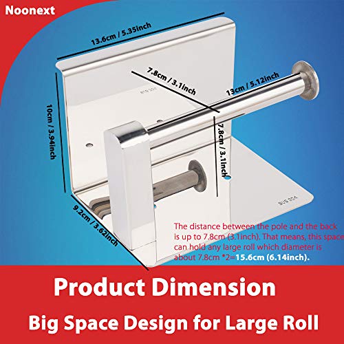 Adhesive Toilet Paper Holder With Shelf Wall Mounted, Sus304 Stainless Steel Toilet Paper Roll Holder, Mega Roll Tissue Roll Paper Dispenser, No Drilling Or Wall Mounted With Screws (Polished Chrome) #TOP3