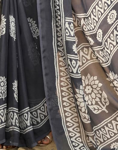 Image of SIRIL Women's Georgette Printed Saree with Unstitched Blouse Piece