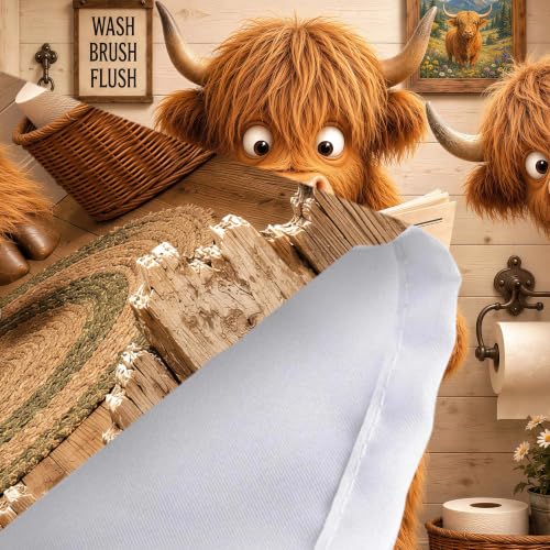 Image of Funny Shower Curtain Highland Cow Shower Curtain with 12Hooks, 60 x 72 Inch