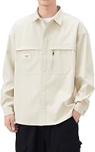wolass Men's Shirt, Autumn Apparel, Fashionable, Dress Shirt, Large Size, Loose, Lightweight, Soft, Plain, Long Sleeve, Fashion Top