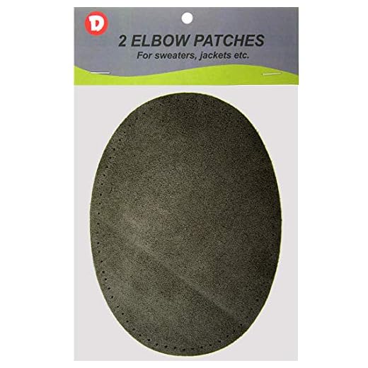 Two Large Sew-On Natural Suede Elbow Patches 4.75 in x 6.5 in - Charcoal