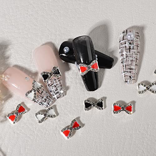 Meilinds 20 Pieces 3D Nail Art Charms, 3 Colors Metal Alloy Bow Tie Valentine's Day Nail Art Rhinestones Nail Studs Crystal Diamonds Nail Gem Jewelry Decoration For Women Diy Nail Design #TOP6
