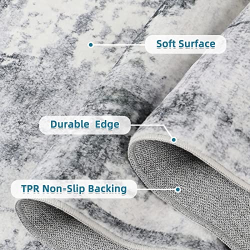 Dripex Abstract Contemporary Area Rug, Washable 5X7 Area Rugs Soft Fluffy Carpet For Living Room Bedroom Kids Rooms Kitchen, Ink Gray Non-Slip Laundry Room Rug Floor Mats For Home Durable #TOP3