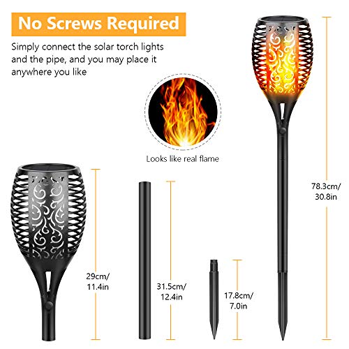 Eicaus Solar Torch Light Outdoor, 96 Led Tiki Torches with Flickering Flame, Waterproof Landscape Garden Pathway Decoration Lighting with Auto On/Off Dusk to Dawn