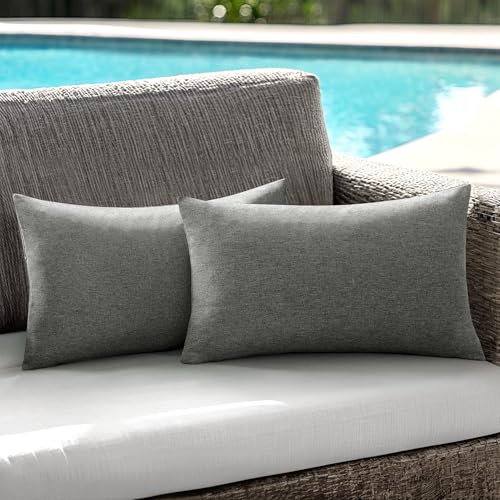 ANRODUO 2 housses coussin extérieur gris foncé 12x20 pouce