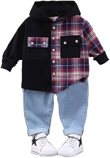 Bold N Elegant Kids Check Shirt with Jeans | Full Sleeve Plaid Shirt Denim Pants for Infant Toddler Baby Boy | Party Sweat... Price In India