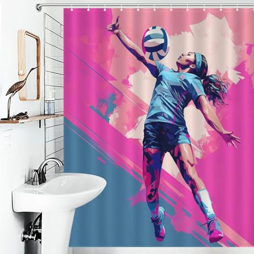 Rideau de douche volley-ball tissu polyester imperméable lavable 152x183cm - 6