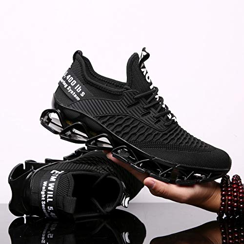 Chopben Men's Running Shoes Blade Non Slip Fashion Sneakers Breathable Mesh Soft Sole Casual Athletic Lightweight Walking Shoes(8.5,Full Black) #TOP6