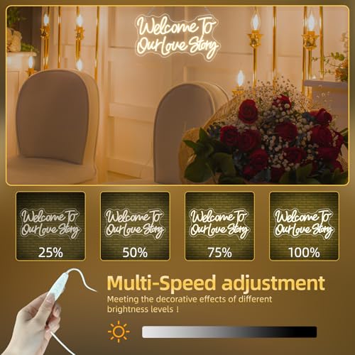 Image of Welcome to Our Love Story Neon Sign Wedding Warm White Led Lights