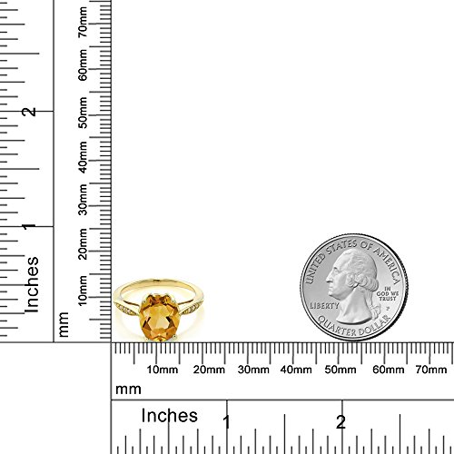 Gem Stone King 14K Yellow Gold Yellow Citrine And Diamond Engagement Ring For Women Women (2.04 Cttw, Oval 10X8Mm, Gemstone Birthstone, Available 5,6,7,8,9) (Size 7) #TOP13
