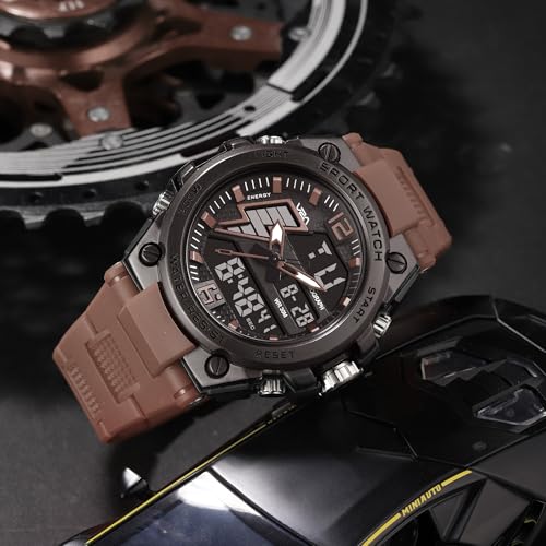 Image of V2A Stryke 45mm Analog Digital Sports Watch for Men | Hybrid Layered Dial | Alarm Stopwatch Backlight Day Date | TPU Strap | 30M Water Resistant | Gift for Mens