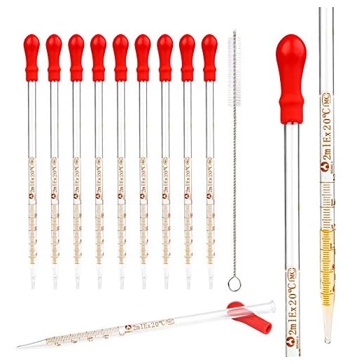 10 st droppers glas droppe 2 ml dropppipett vätskor pipetter klar skala mätpipetter x 2 st rengöringsborste för laboratorium livsmedel skola forskning hemma 23,5 cm/9,25 tum