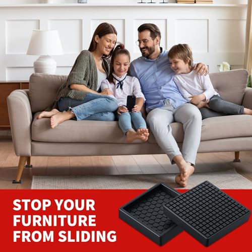 Image of Ezprotekt Non Slip Furniture Pads, 16 Pcs 2 inch Anti Slip Rubber Caster Cups, Anti Skid Furniture Coasters for Hardwood Floors, No Slide Furniture Gripper, Furniture Stoppers to Prevent Sliding (Black)