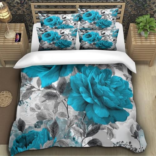 Housse de couette super douce finitions premium lit simple turquoise - 5