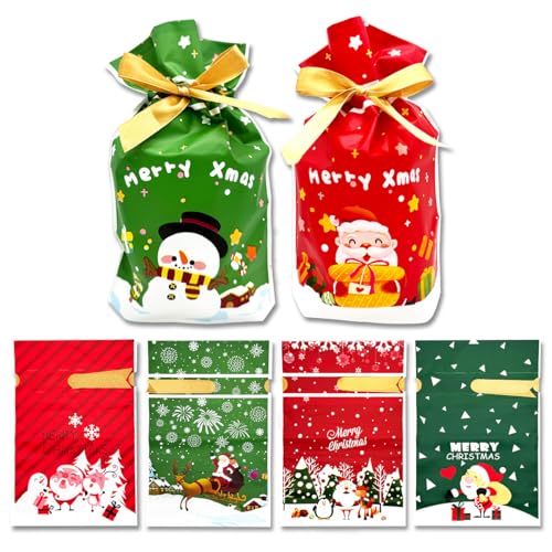 simPLEISURE ラッピング 袋 6種 マチあり リボン付き プレゼント ギフト 包装 クリスマス 24枚 ea100103a04n0