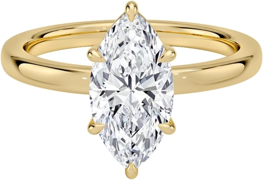 2 Ct IGI Certified Lab Grown Diamond Ring for Women 10K 14K 18K Solid Gold Dara Low Profile Solitaire Lab Grown Diamond Engagement Ring Christmas Gift For Her (Clarity:VVS2, Color:E-F)