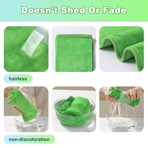 Image of JOYMOOP Microfiber Towels for Cars, 2 Pack 35.4 inch x 23.6 inch Car Drying Towel, Green Reusable Car Towel, Quick Drying Car Microfiber Cleaning Cloth for RVs, SUVs, Trucks