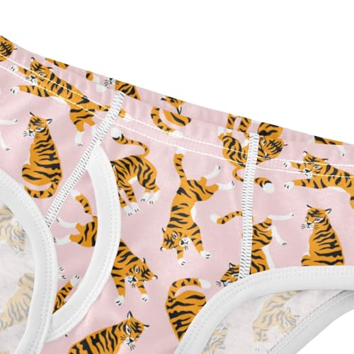 Boys' Exclusive Briefs Toddler Underwear 95% Combed Cotton Boxerbriefs 2T Tiger Pattern on Pink 74