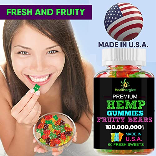 2Pack Hemp Gummies Premium Hemp Gummy Bears-For Sleep, Calm, Relax, Muscles, Inflammation-Natural Hemp Party-Made In Usa #TOP3