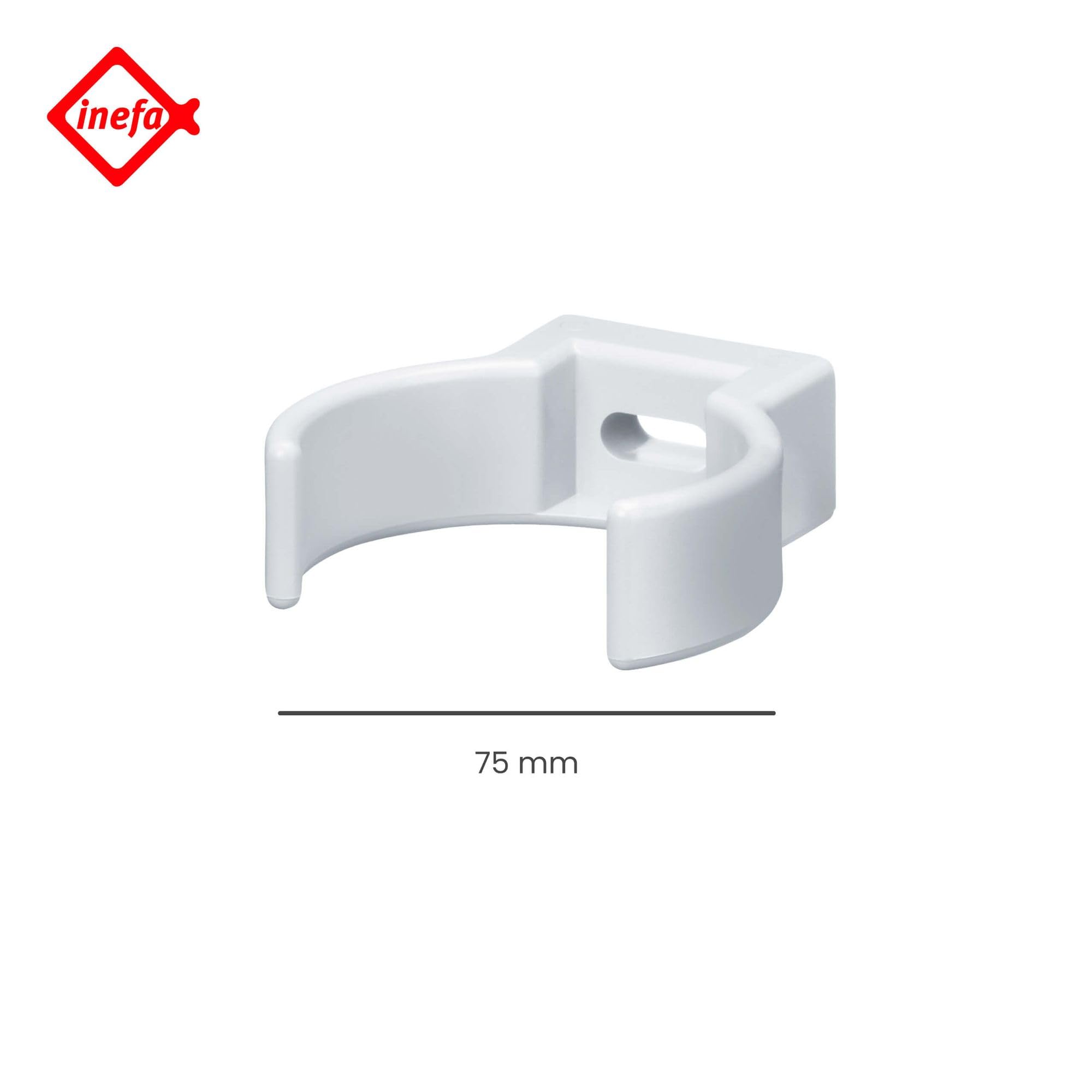 INEFA Rohrschelle Clip, PVC-U DN75 / 75mm, Weiß Fallrohrschelle, Dachrinnenzubehör, einfache Montage, Made in Germany