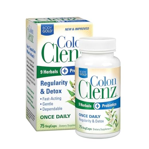 Body Gold Colon Clenz & Detox Overnight Formula | Once Daily with 9 Herbs + Active Probiotics | Constipation Relief for Adults | Bloating Relief for Women & Men 75 CT