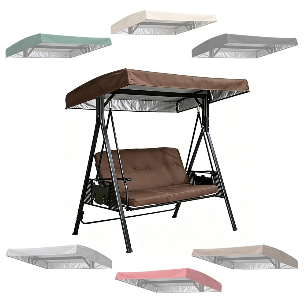 Balancelle De Rechange pour Balancelle De Jardin 190x120cm Toile De Rechange pour Balançoire Exterieur Tissu 210D Oxford Impermeable Couverture Auvent(Brown,83x48x9in(213x122x23cm))