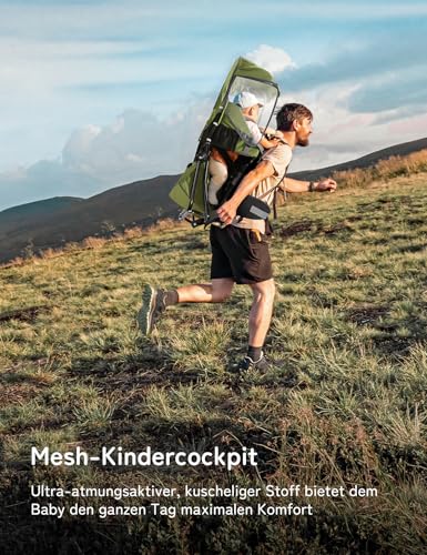 besrey Mochilas Senderismo, Mochilas Portabebés, Portador de bebé, Marsupios portabebé para Viaje Acampadacon Asiento，Verde militare - imagen 5