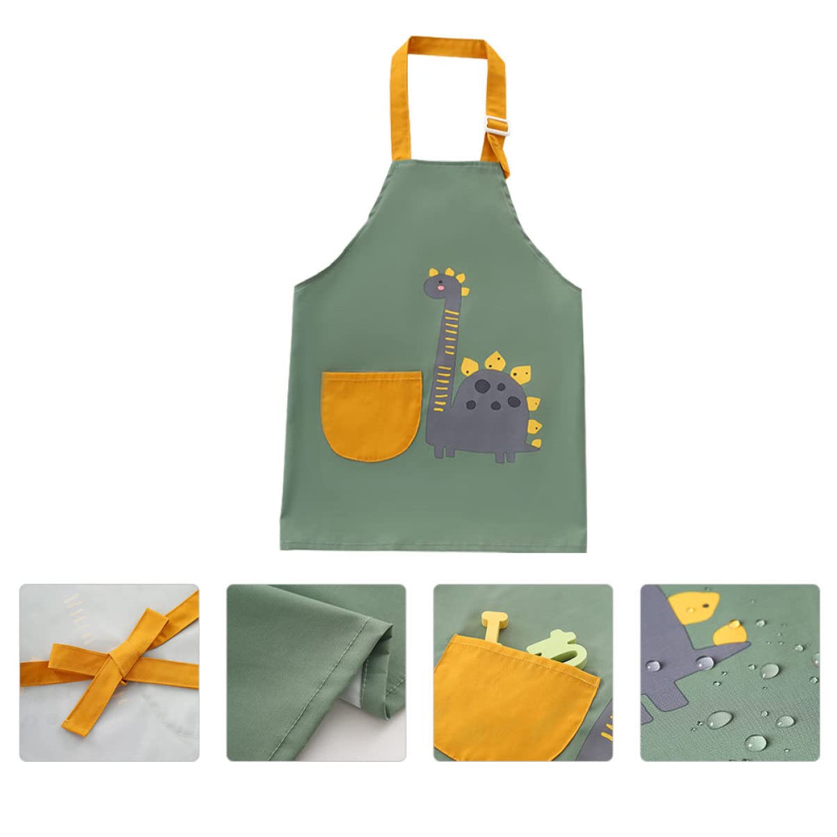 Mipcase 3pezzi Grembiule Per Ragazzo Ragazza Grembiule Da Pittura Con Tasche Regolabili Per Attività Artistiche e Gioco Età Consigliata Anni Verde