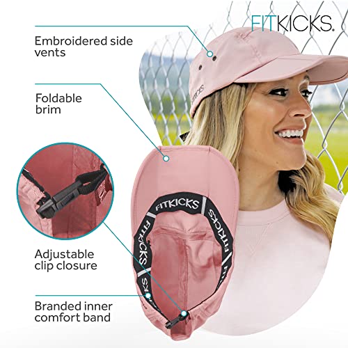 Fitkicks Folding Cap, Comfortable And Adjustable Ball Cap, Upf 50+ Sun Cap For Men And Women, Pink V2 #TOP2