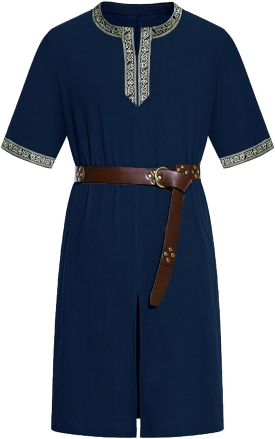 Men's Medieval Tunic with 195 cm Belt Renaissance Viking Knight Costume for Halloween Theme Party Larp Resurrection Sunday Ancient Greek Day Pack of 2
