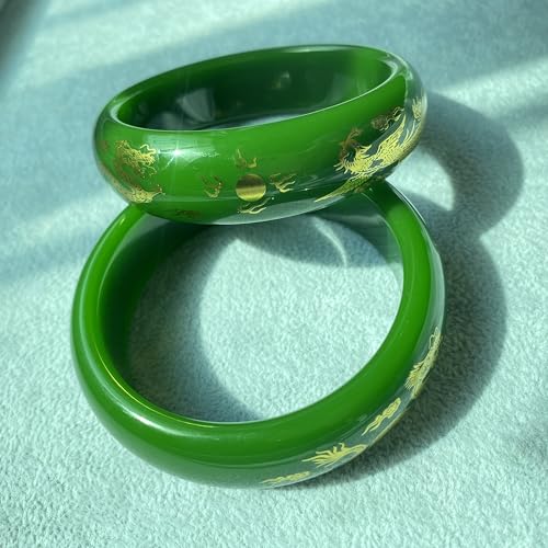 Bracelet en jade véritable femme pierre naturelle dragon phénix doré