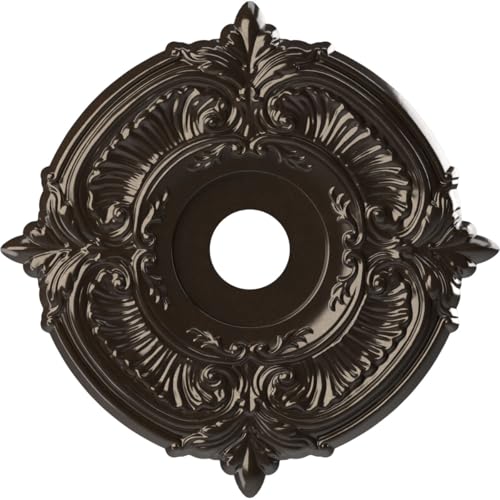 Ekena Millwork CMP19ATERU Attica Thermoformed PVC Ceiling Medallion (Fits Canopies up to 6 3/4"), 19"OD x 3 1/2"ID x 1"P, Universal Metallic Rustic Mist