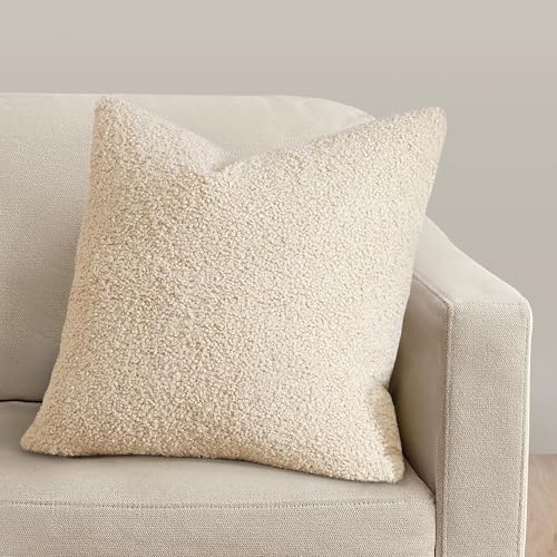 HiEnd Accents Teddy Euro Pillow, 27x27 inch, Cream, Soft Plush
