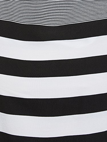 Image of Miss Chase - Women's Striped Cold Shoulder Loose Fit Top