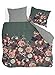 Produktbild Byrklund Bettwäsche-Set Flower Bomb, Baumwolle, 200x220 cm, Wendebettwäsche, 3-teilig, Dunkelgrün/Blumen/Grau