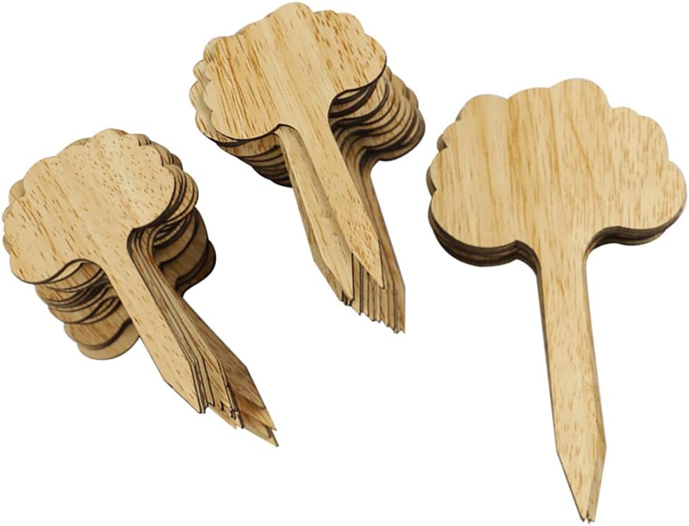 YARNOW 50 Unidades de Etiquetas de Madera para Plantas Estacas para Plantas Señal de Plantas de Madera Etiquetas Reutilizables para Jardinería Etiquetas para Jardines Infantiles Hierbas