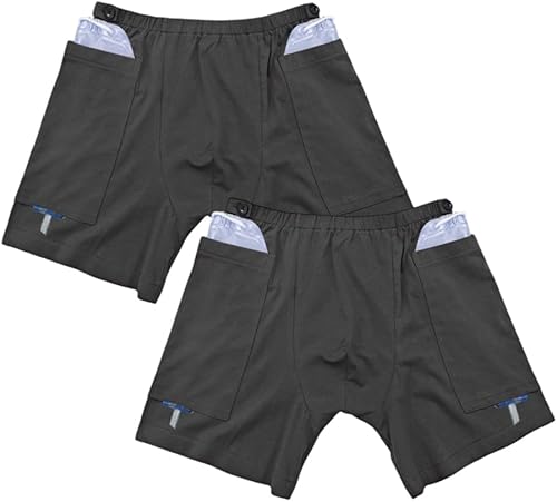 Miniatura 1 de Paquete de 2 pantalones cortos de algodón para orina, pantalones cortos de catéter de fácil transporte, ropa interior poscirugía para nefrostomía,