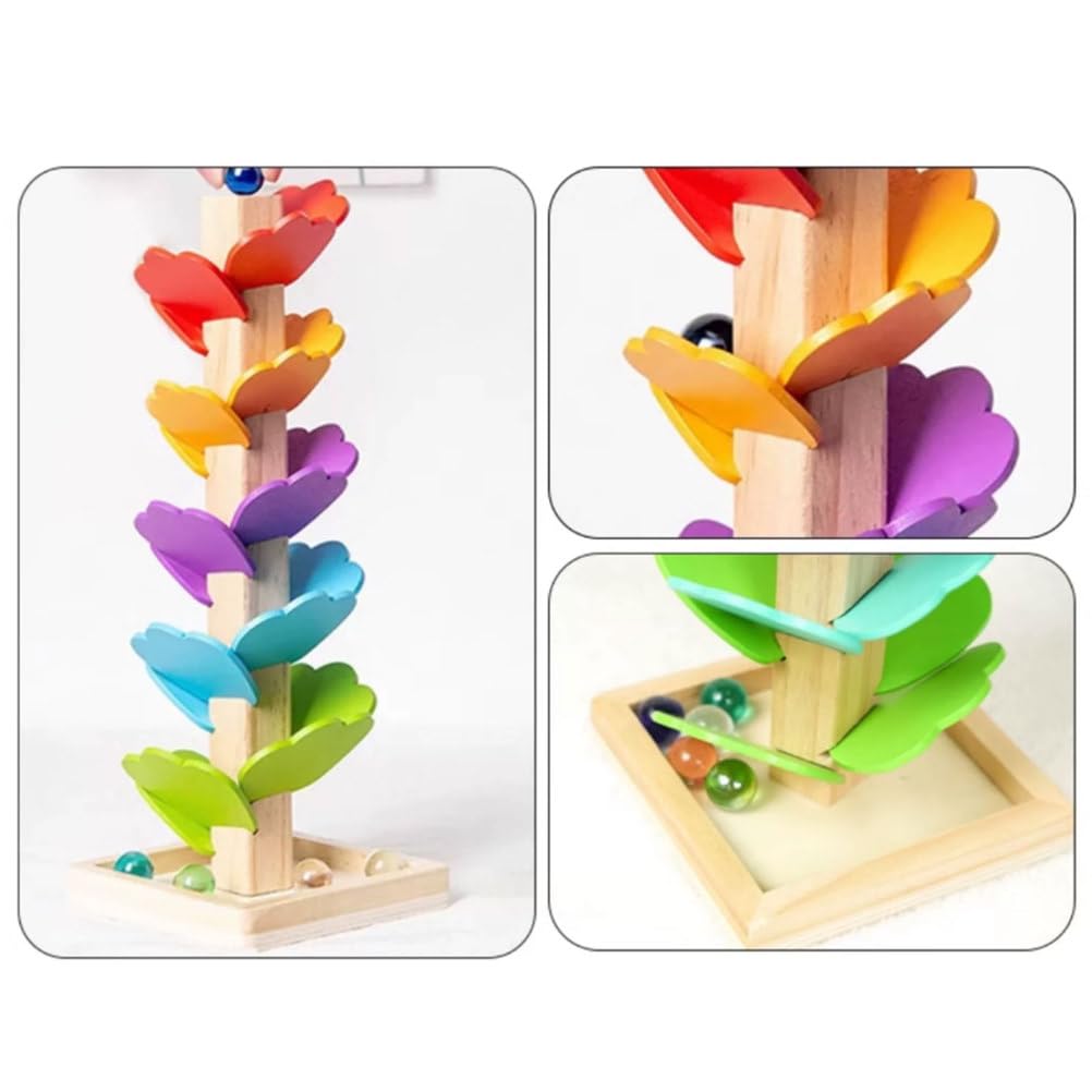 Juguete Musical de Madera Montessori en Forma de Árbol, Carrera de Bolas Deslizantes con Hojas Coloridas, Bloques de Construcción para Montar DIY, Juguete de Juego Sensorial