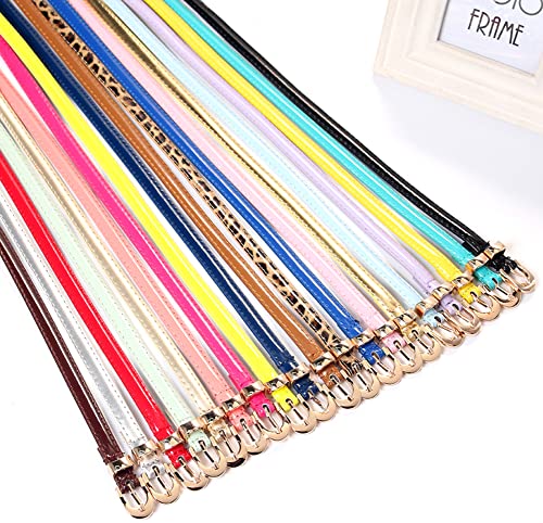 Waist Belt for Dresses Women's Fashion 4pc Mixed Color Faux Leather Skinny Belts Bundles4