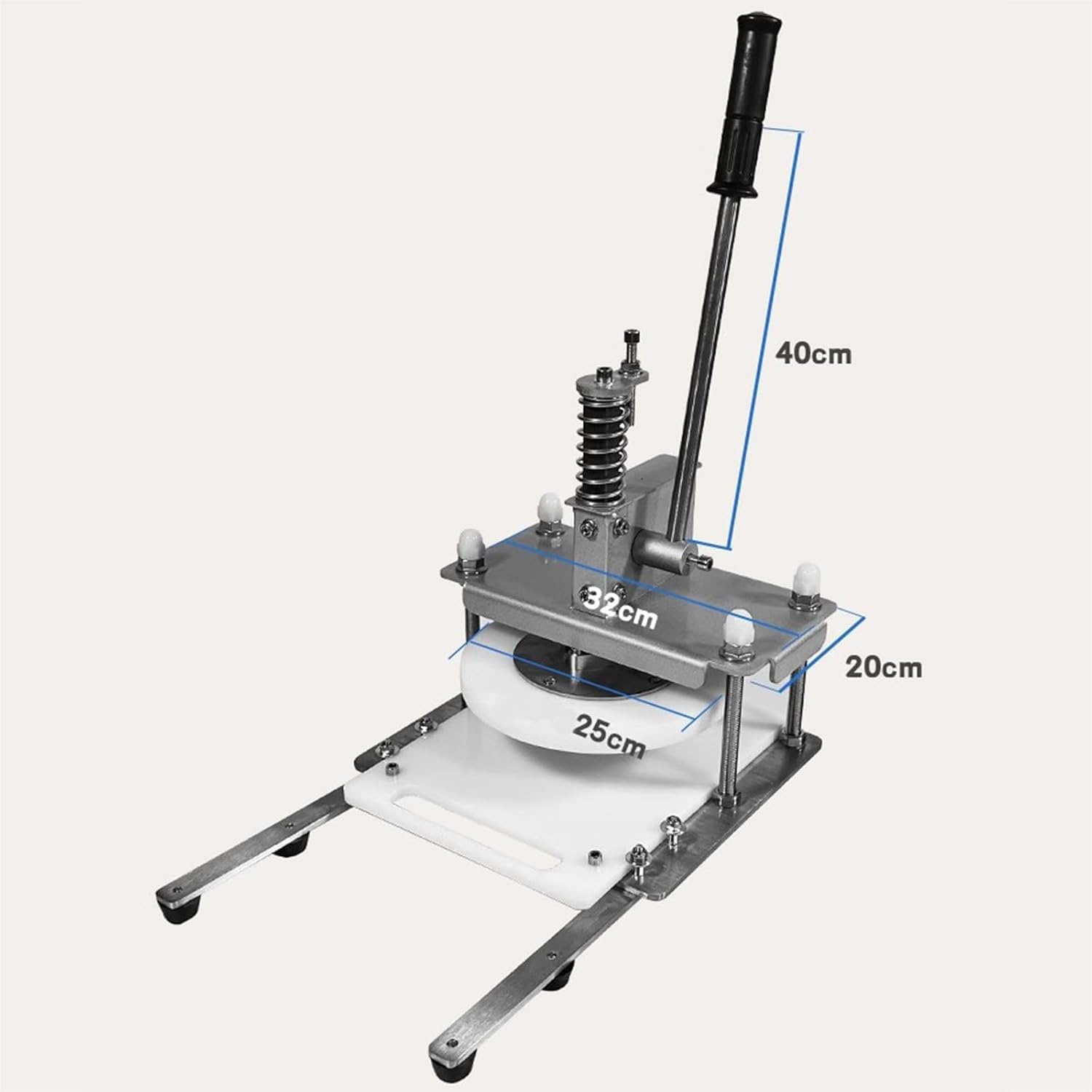 Pressa per impasto per pizza, in acciaio inox, con manico allungato, pressione di 300 kg e spessore regolabile per pizza, tortillas, pasta sfoglia