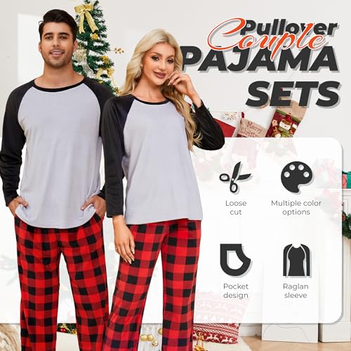 U2SKIIN Matching Pajamas for Couples Plaid Ultra Soft Pullover Pjs Set for Men and Women Warm Loungewear4