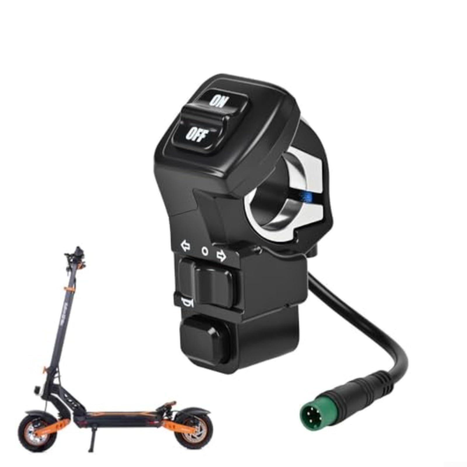 Glewi 3 in Headlight Switch for Kukirin for G2 Pro for G2 Max for G3 Pro with Turn Signal Light Waterproof Handlebar Control Black Spare(5-pin)
